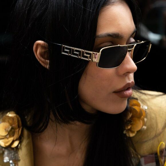 Versace VE2257 100287 Sunglasses Gold Dark Grey Metal Pilot Unisex - Picture 6 of 14